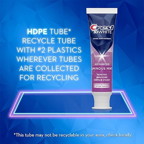 Crest 3D White Toothpaste, Advanced Luminous Mint, Teeth Whitening Toothpaste