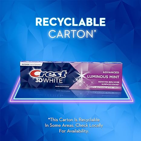 Crest 3D White Toothpaste, Advanced Luminous Mint, Teeth Whitening Toothpaste