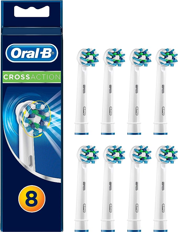 Oral-B CrossAction Toothbrush Head, Pack of 8 Counts